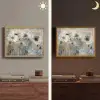 Bloemen - Planten - Grijs - Abstract Light Box met batterij (Wandlamp) middel -sfeer3