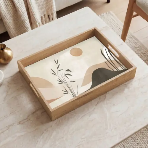 Japandi - Landschap - Beige Dienblad Rechthoek middel -sfeer1