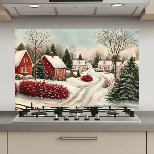 Kerstsfeer - Landelijk - Rood keuken achterwand spatscherm klein -3d_website