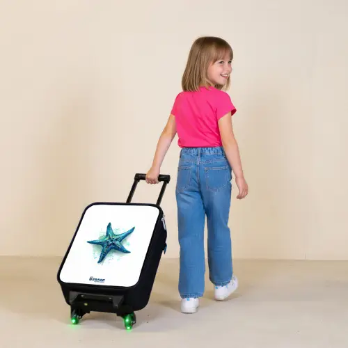 Blauwe Zeester op Witte Achtergrond Kinderkoffer - Zwart klein -sfeer1