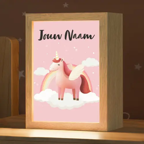 Eenhoorn - Vleugels - Roze - Regenboog Light Box met kabel (Kinderlampje) klein -zzz_3d_website