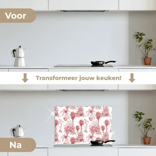 Jungle - Natuur - Rood keuken achterwand spatscherm klein 900 -voor_na_NL