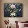 Glasstukjes - Leliebladeren - Vis - Oranje Textielframe zwart klein -sfeer1