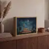 Sterrenhemel - Maan - Palmbomen - Moskee Light Box met batterij (Wandlamp) middel -sfeer2