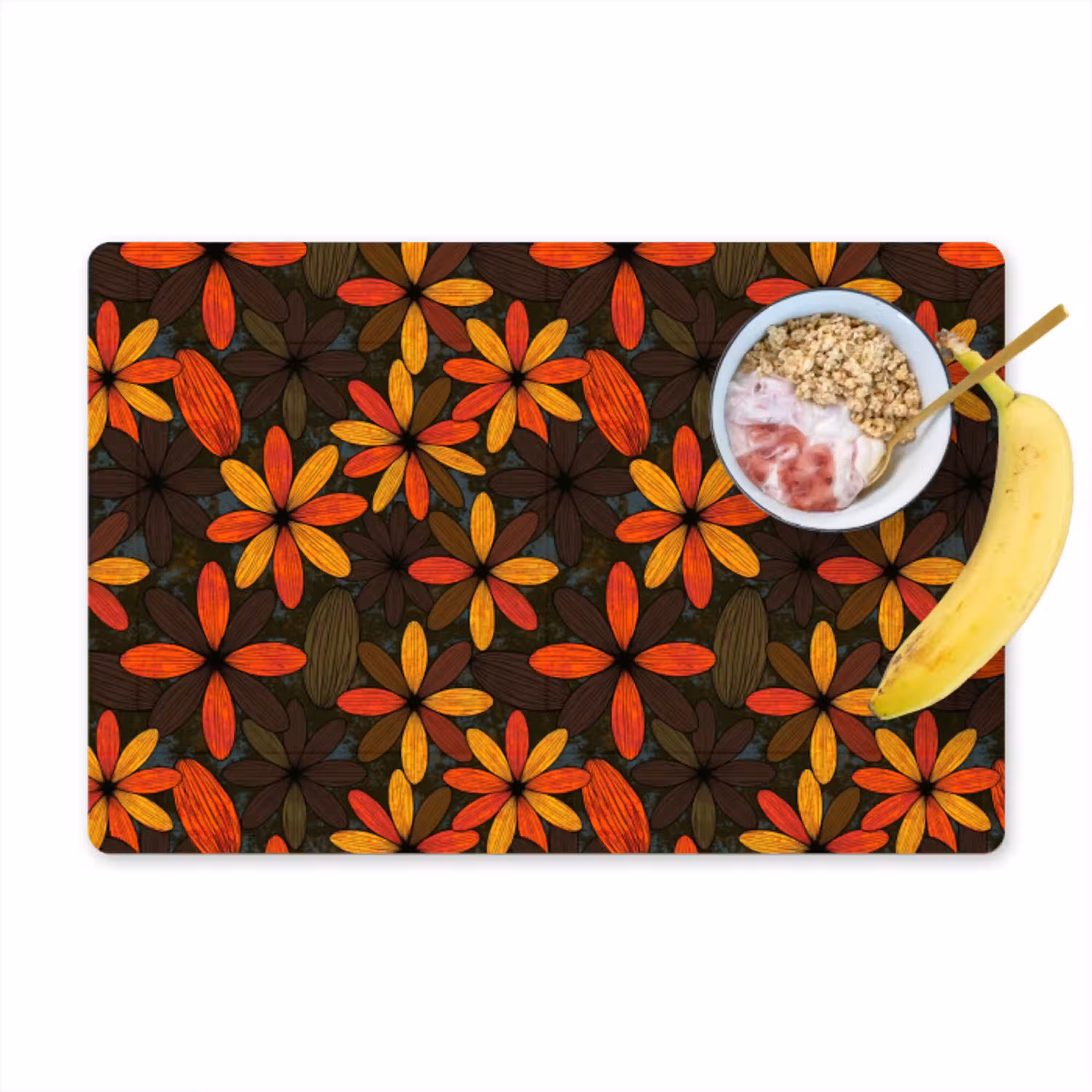 Oranje - Retro - Bloemen - Herfst Placemat vinyl groot 368 -zzzproduct_Kitchenyeah-website