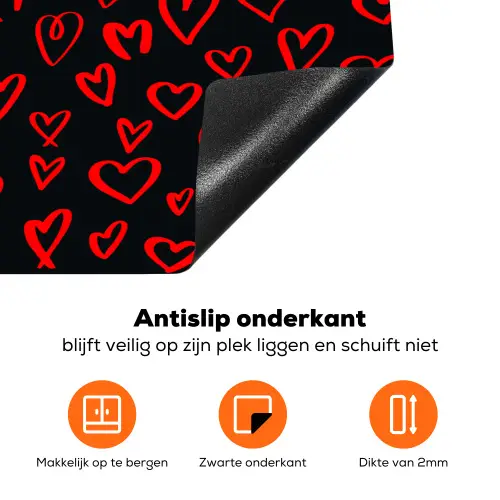 Zwart - Harten - Rood Inductie beschermer vinyl 3mm klein 276 -zzzzzzz-td-onderkant