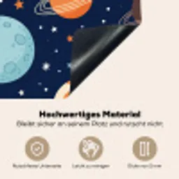 Ruimte - Planeten - Kleurrijk Inductie beschemer met haakjes klein -ky-onderkant-de