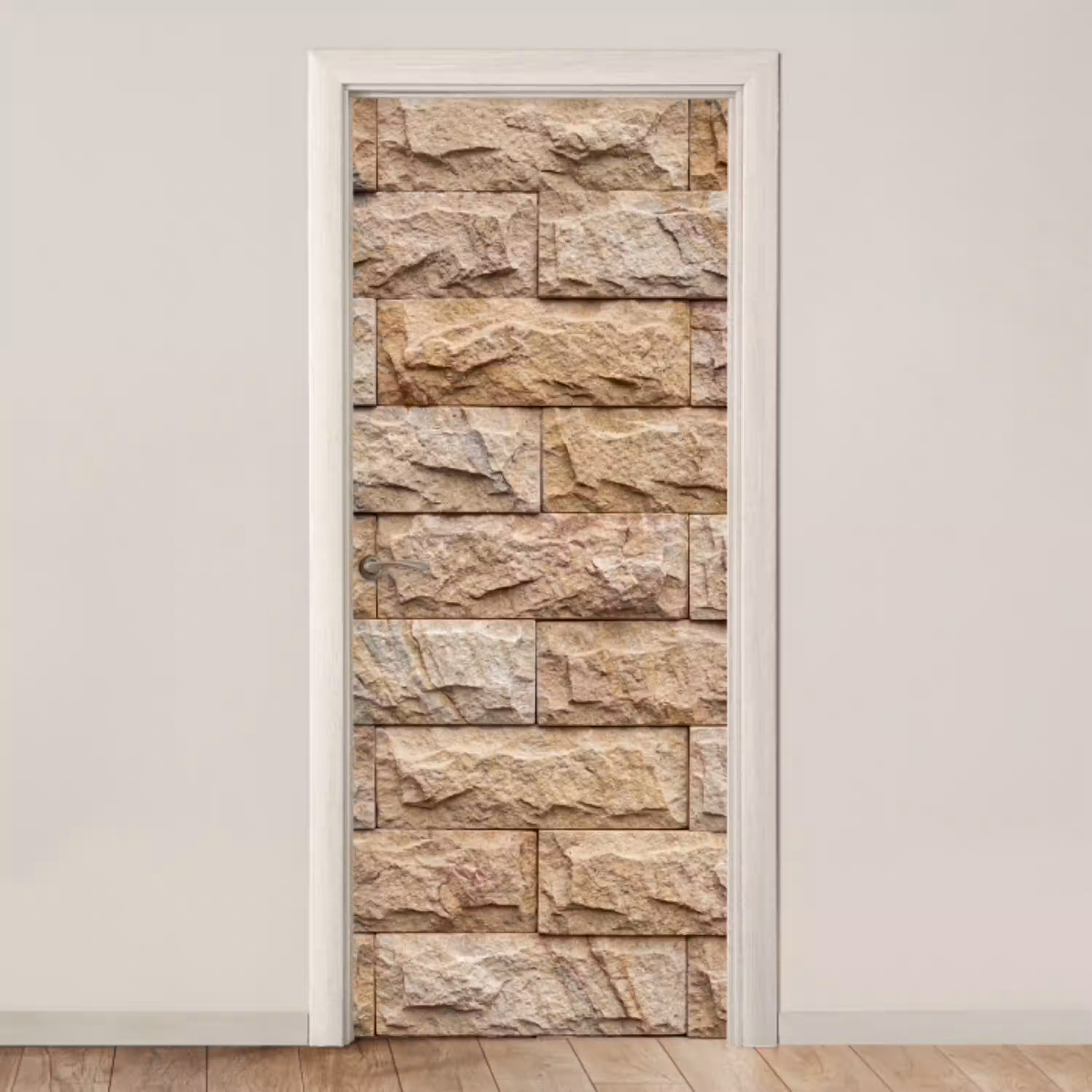 Muur - Steen - Ruw - Textuur - Beige deurposter klein -3d_beige