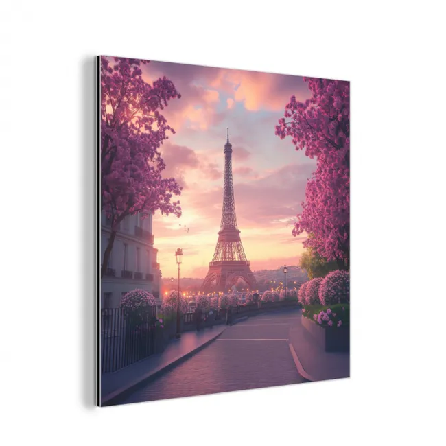 Eiffeltoren - Parijs - Roze aluminium wit klein -3d