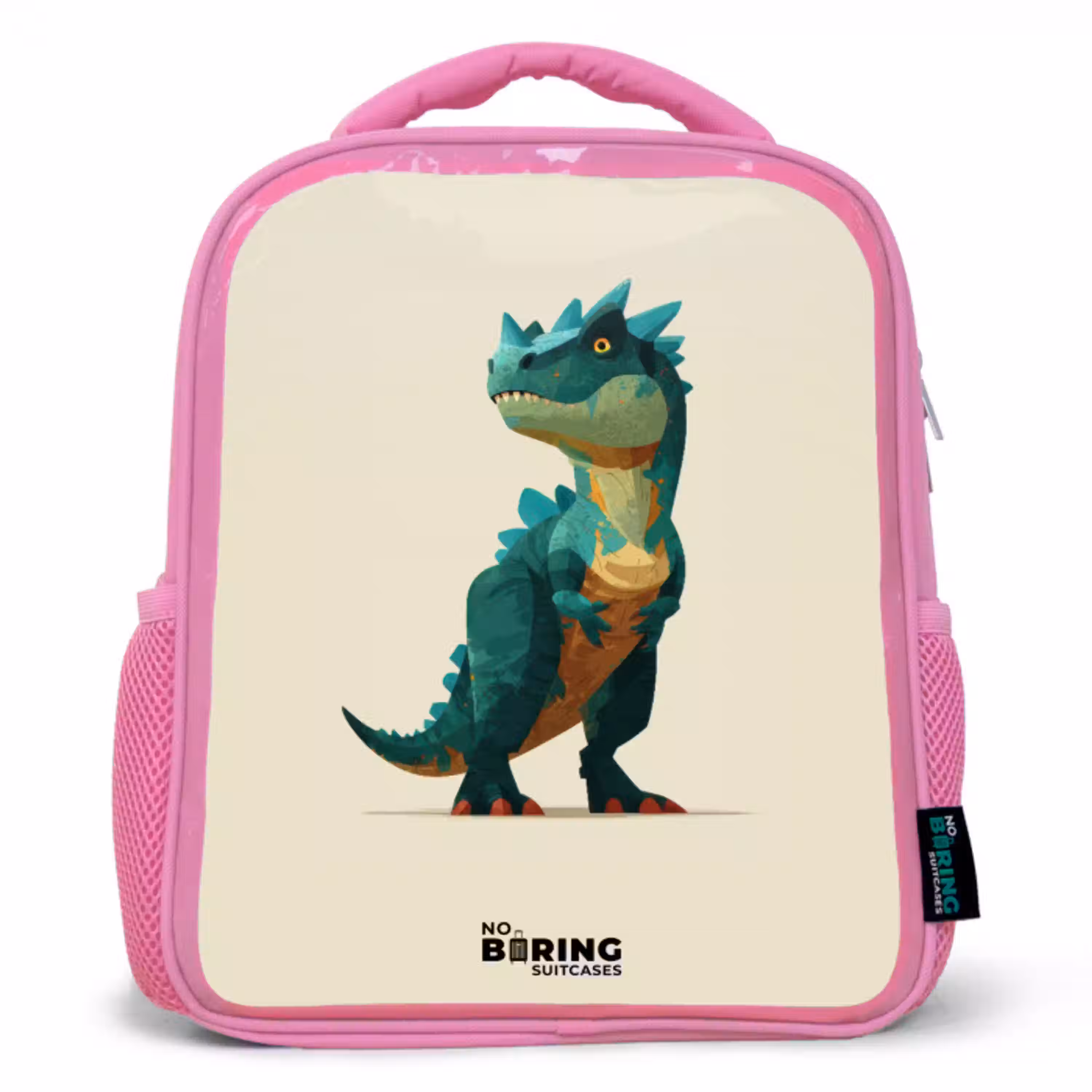 Dino - Dier - Groen Kinderrugzak - Roze middel -3d