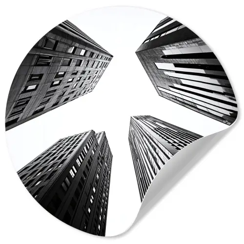 Gebouwen - Lucht - Zwart Wandcirkel behangsticker klein -3d