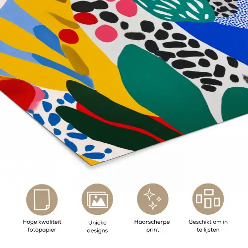 Stippen - Vormen - Modern - Kleuren poster papier klein -closeup_NL