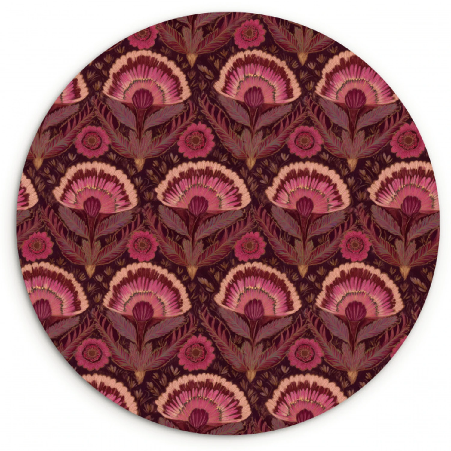 Antiek - Bloemen - Kleurrijk Wandcirkel kunststof plaat 5mm dik klein 188 -3d