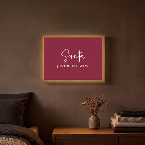 Santa - Wine - Rood - Kerst - Kerstman Light Box met batterij (Wandlamp) middel -sfeer4