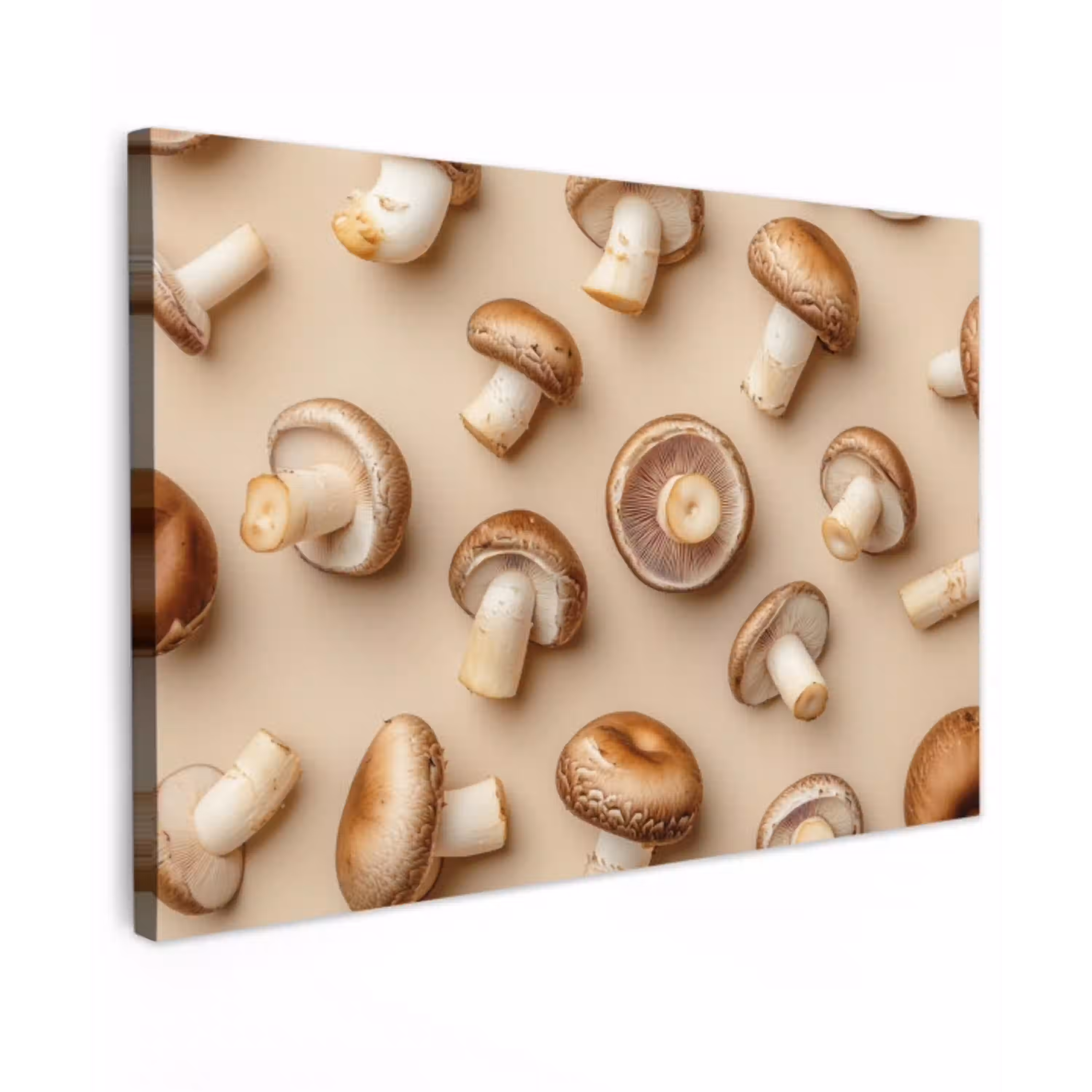 Kastanje Champignons - Beige Tuinposter op houten frame 2 cm dik klein -3d