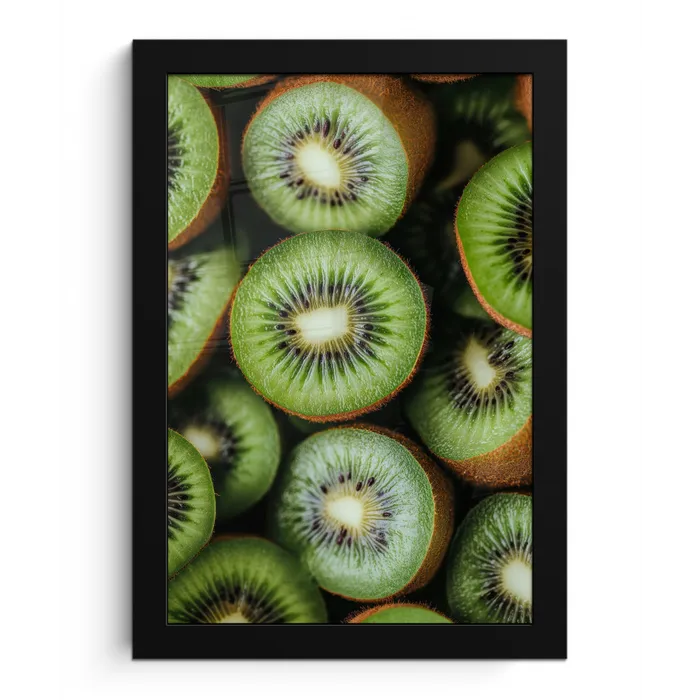 Kiwi - Fruit - Groen fotolijst zwart zonder passe partout klein -3d