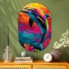 Dolfijn - Kleurrijk - Oceaan - Koraal Wandcirkel Ovaal Glas middel -sfeer2