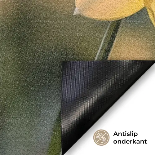 Bloemen - Geel - Wazig Deurmat klein -antislip_NL
