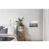 Houten steiger - Helderblauwe lucht textielposter latten blank klein -woonkamer