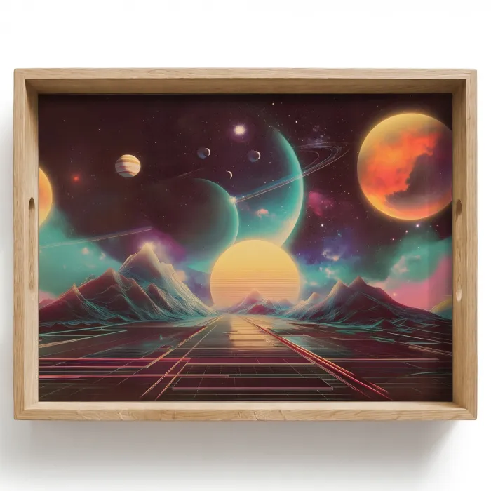 Planeten - Neon - Berglandschap - Zon Dienblad Rechthoek middel -z3d_shopping