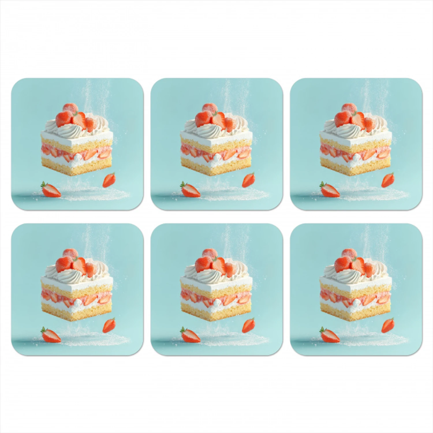 Slagroom - Taart - Blauw - Eten onderzetter kurk middel -3d