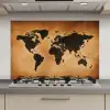 Wereldkaart - Bruin - Kaart keuken achterwand spatscherm klein -3d_website
