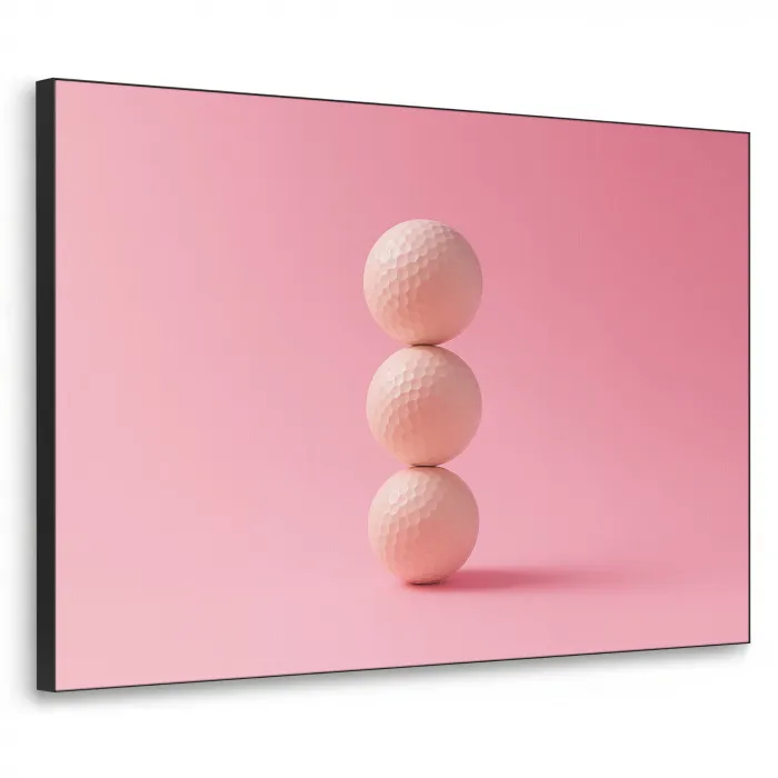 Golfballen - Roze - Drie Textielframe zwart klein -3d