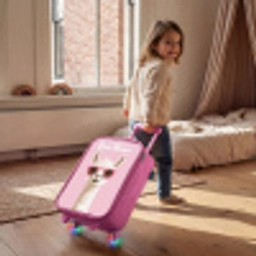 Lama - Wit - Zonnebril - Wimpers Kinderkoffer - Roze klein -sfeer1