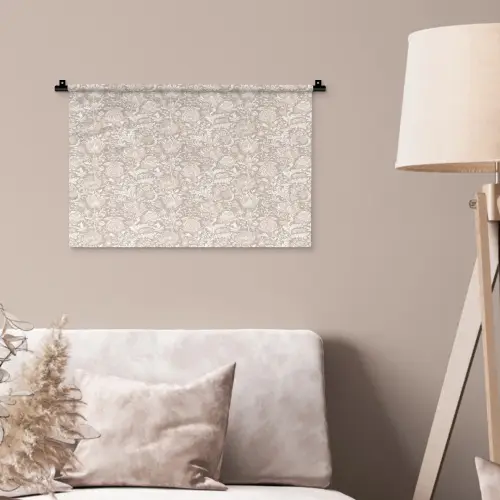 Bloemenprint - Grijs - Crème Wandkleed katoen klein 269 -sfeer4