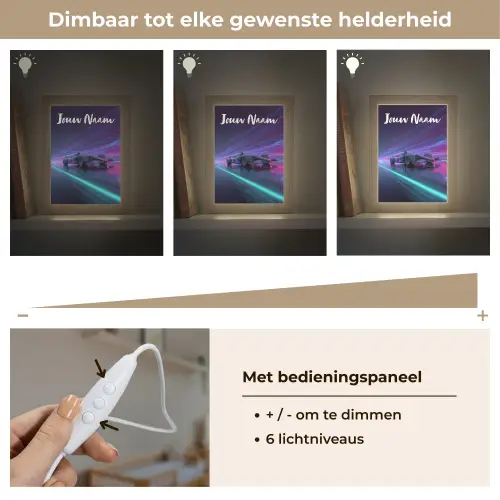 Lichtstralen - Neon - Racewagen - Paars Light Box met kabel (Kinderlampje) klein -USP_dimbaarNL