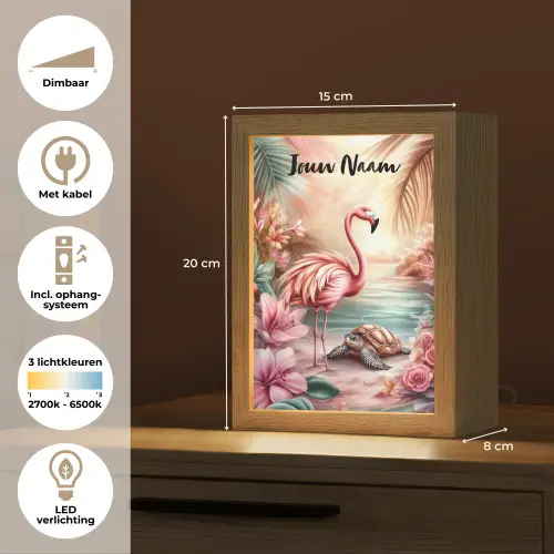 Flamingo - Schildpad - Roze Light Box met kabel (Kinderlampje) klein -USP_NL