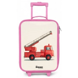 Brandweerwagen - Getekend - Rood Kinderkoffer - Roze klein -zz3dotto