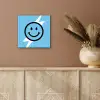 Smiley - Blauw - Bliksem aluminium wit klein -sfeer4