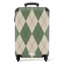 Groen met beige ruit patroon NBS - Handbagage koffer - Unisex middel -productfoto_recht