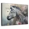 Zebra - Wilde dieren - Vlinder - Bloemen Textielframe zwart klein -3d