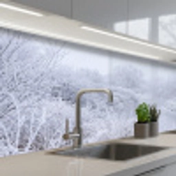 Rivier - Sneeuw - Bos - Winter - Schilderachtig keuken achterwand 2 middel -3d_schuin