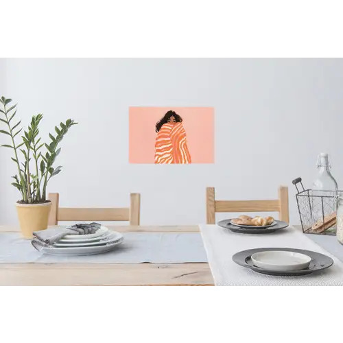 Meisje - Deken - Gestreept - Oranje Muursticker klein -eettafel