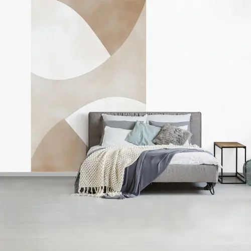Bruin - Japandi - Abstract fotobehang vinyl groot -slaapkamer