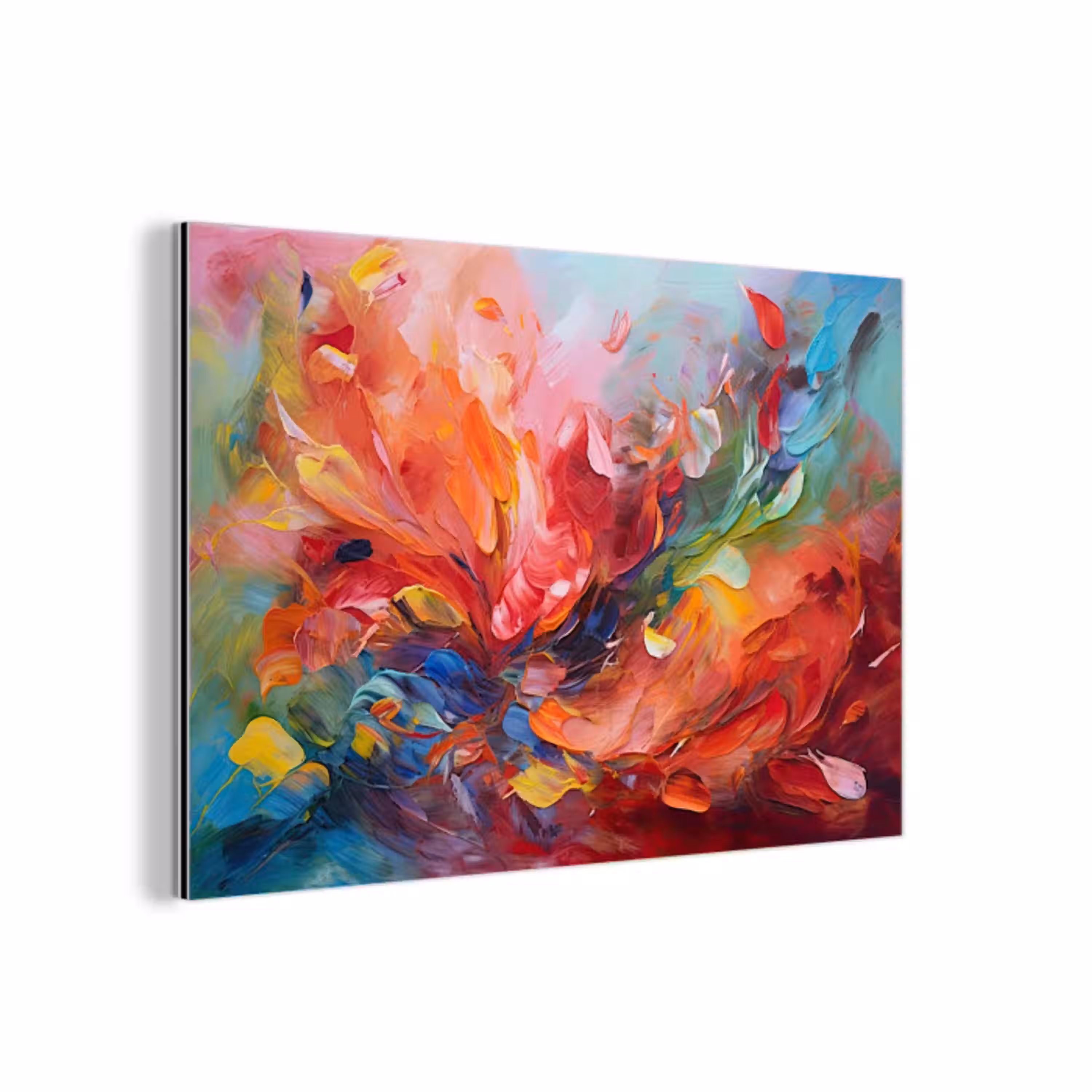 Olieverf - Kunst - Abstract - Kleurrijk aluminium wit klein -3d