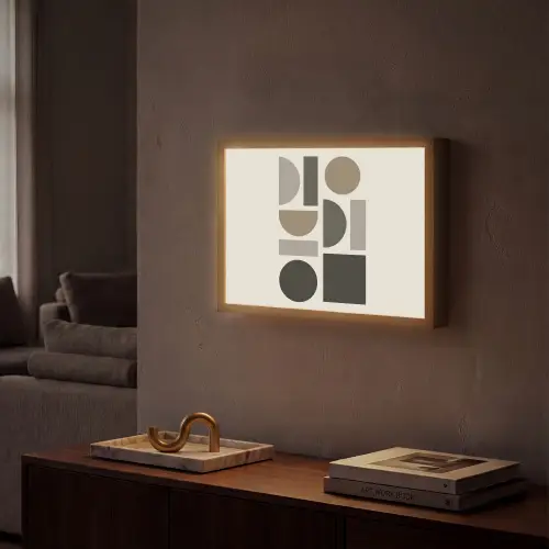 Natuurlijke tinten - Grafisch - Verticale compositie Light Box met batterij (Wandlamp) middel -sfeer1