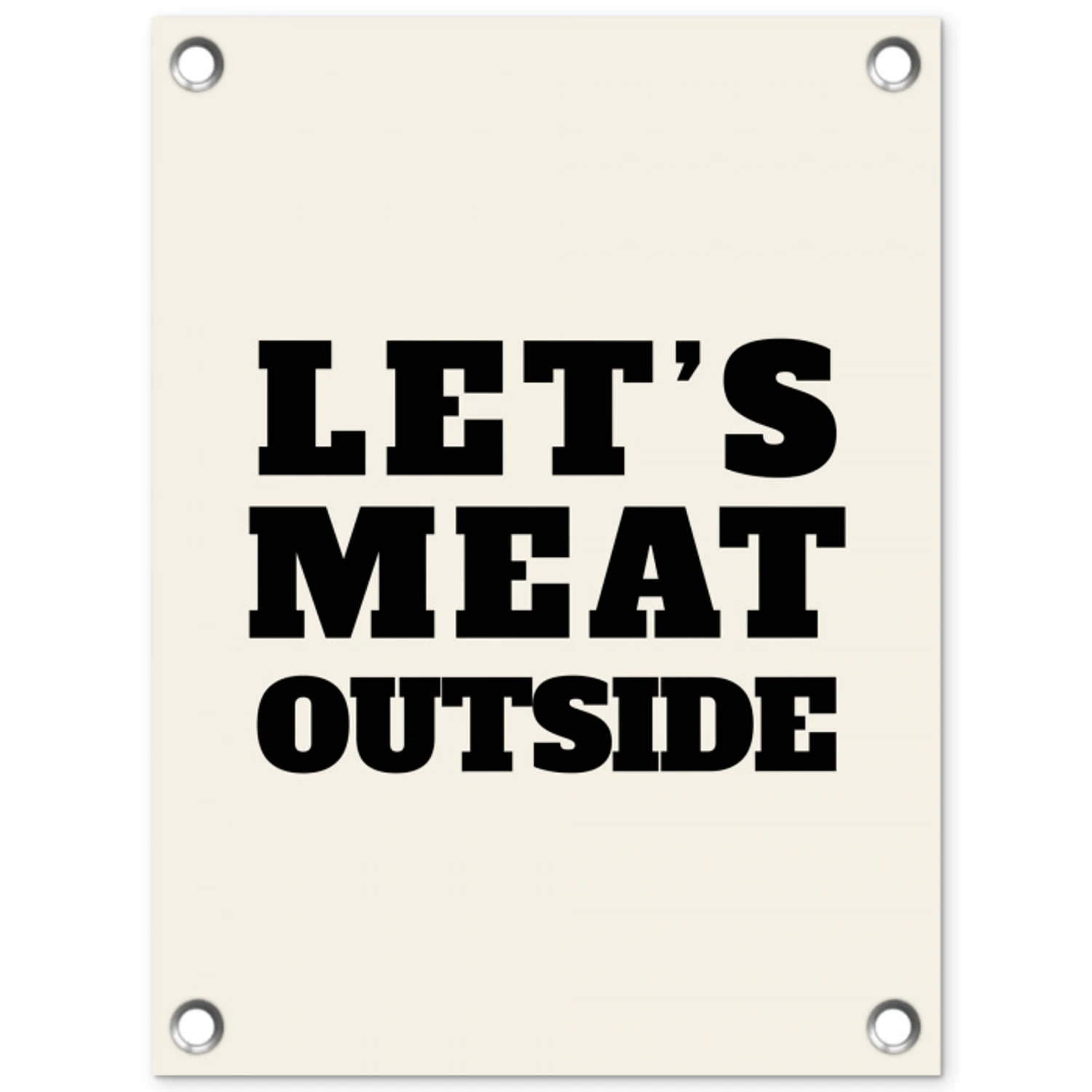 Tekst - Blokletters - Zwart - Vlees tuinposter los doek klein -3d