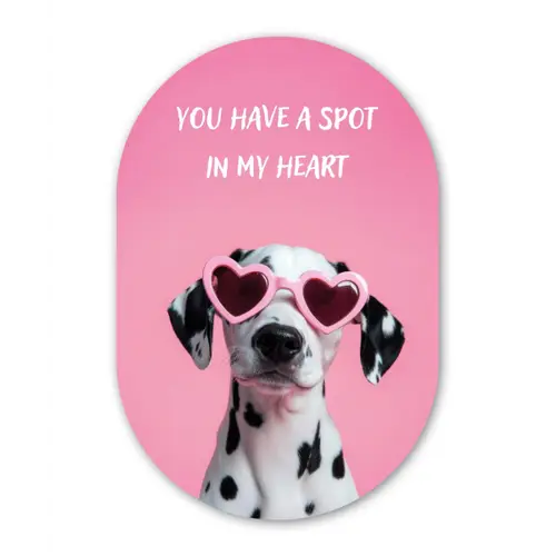 Hartjes - Hond - Valentijn - Roze Wandcirkel Ovaal Glas middel -3d