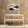 Golven - Abstract - Beige Tuinposter op houten frame 2 cm dik klein -sfeer4