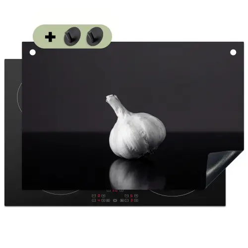 Knoflook - Zwart - Wit Inductie beschemer met haakjes klein -3d