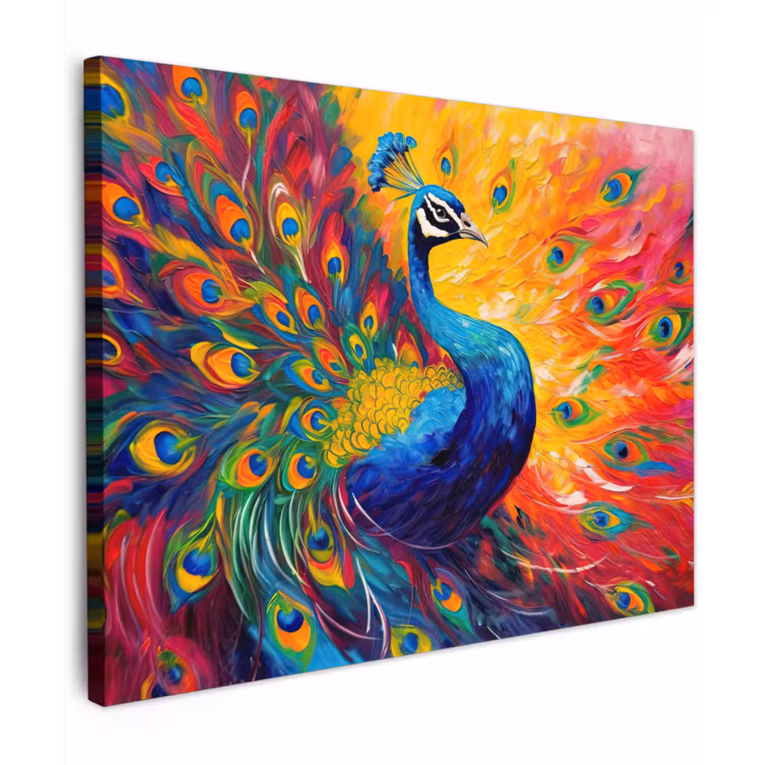 Canvas schilderij - Pauw - Kunst - Schilderij - Pauwenveren