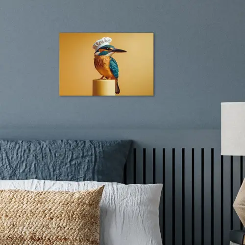 Ijsvogel - Pilaar - Koksmuts - Vogel poster papier klein -sfeer2
