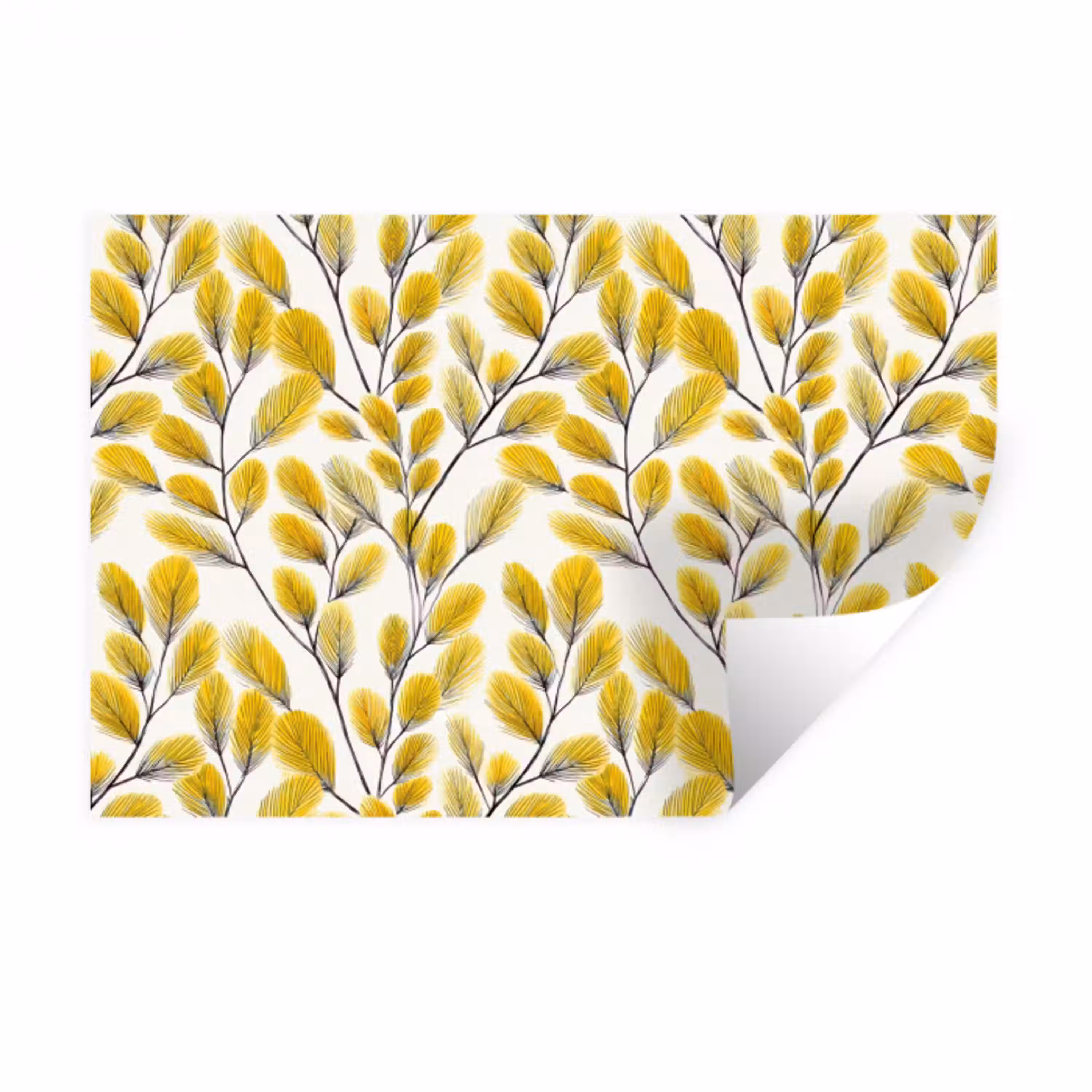 Bladeren - Botanisch - Elegant - Geel - Zwart Muursticker klein 286 -3d