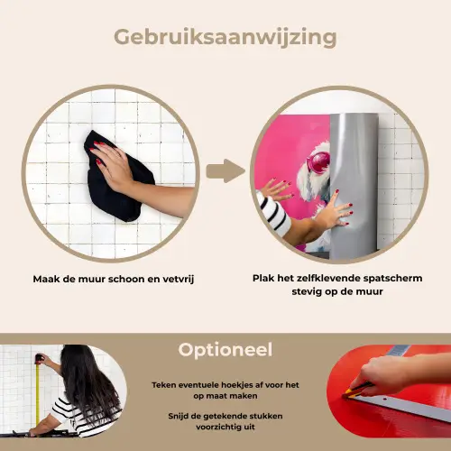 Pink - Hond - Bubbel keuken achterwand spatscherm klein -gebruiksaanwijzing_NL