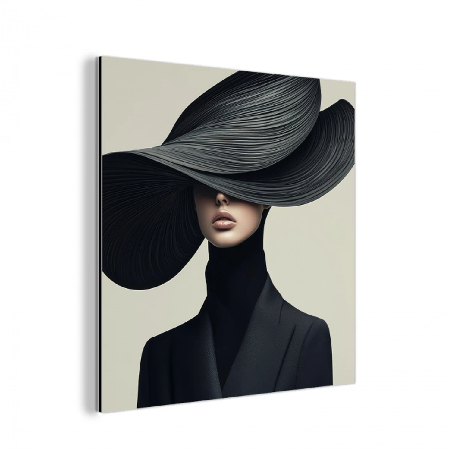 Zwart - Vrouw - Hoed aluminium wit klein -3d