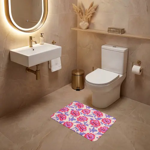 Bloemen - Patroon - Meerkleurig WCmat klein 1009 -sfeer3
